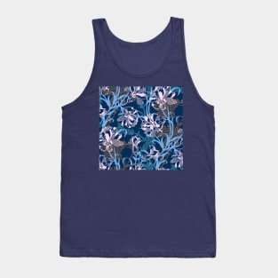 Pink and Navy Tropical Carnation Tank Top